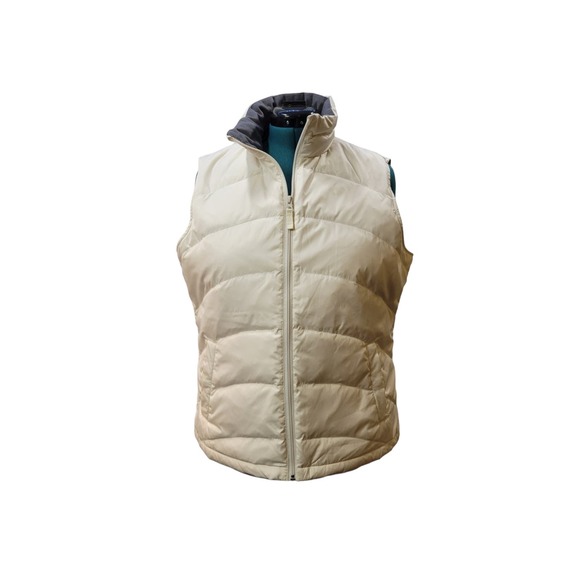 Lands End Womens Creme Puffer Vest Full Zip Size Large‎ - Picture 1 of 9